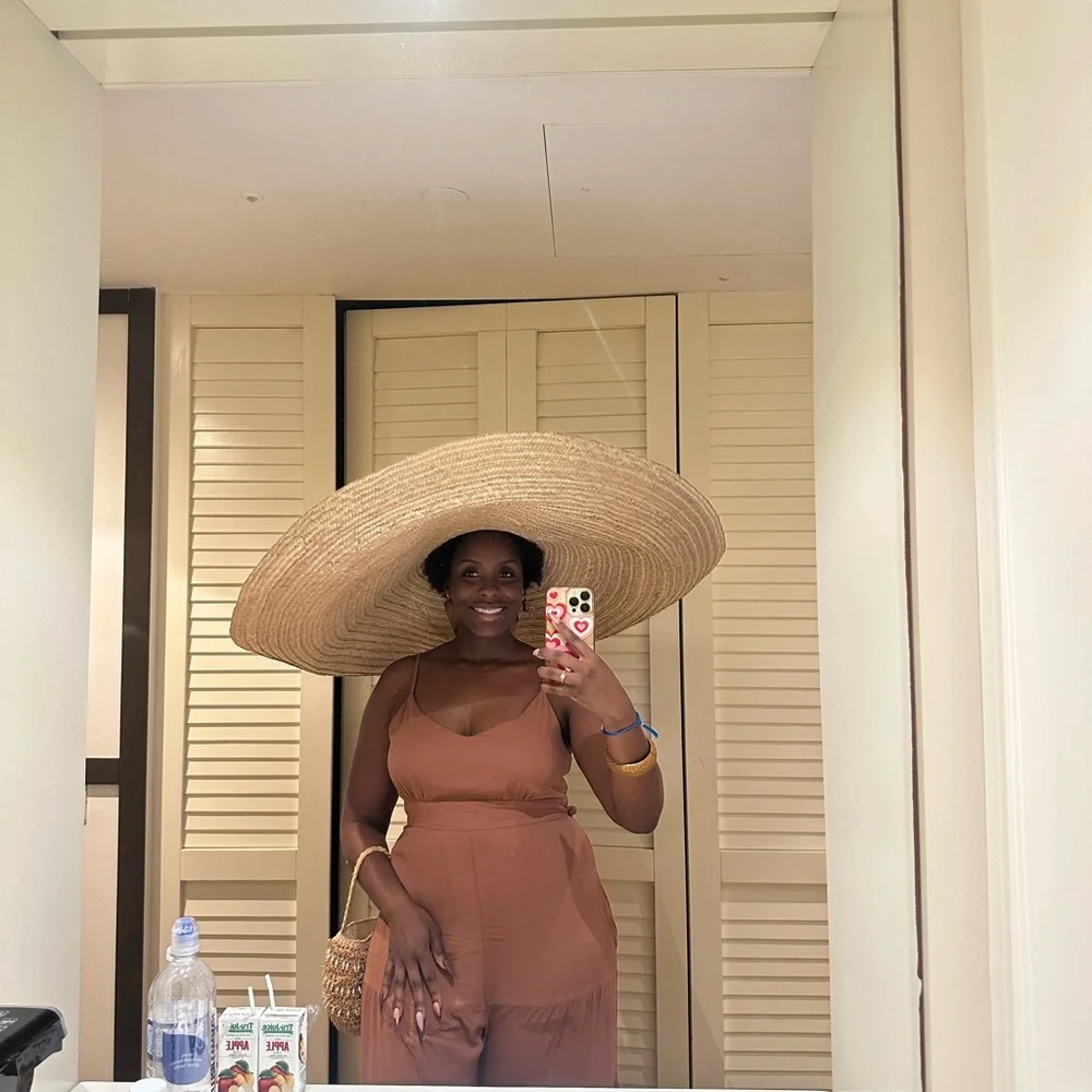 Wide-Brim Straw Sun Hat - Natural